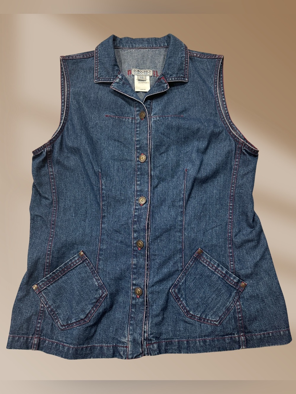 Democracy Ladies Denim Sleeveless Top or Vest Sz L